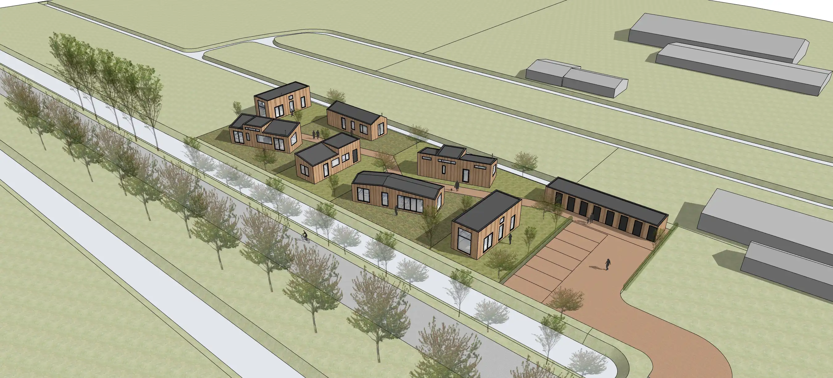 Duurzaam dorp van tiny houses